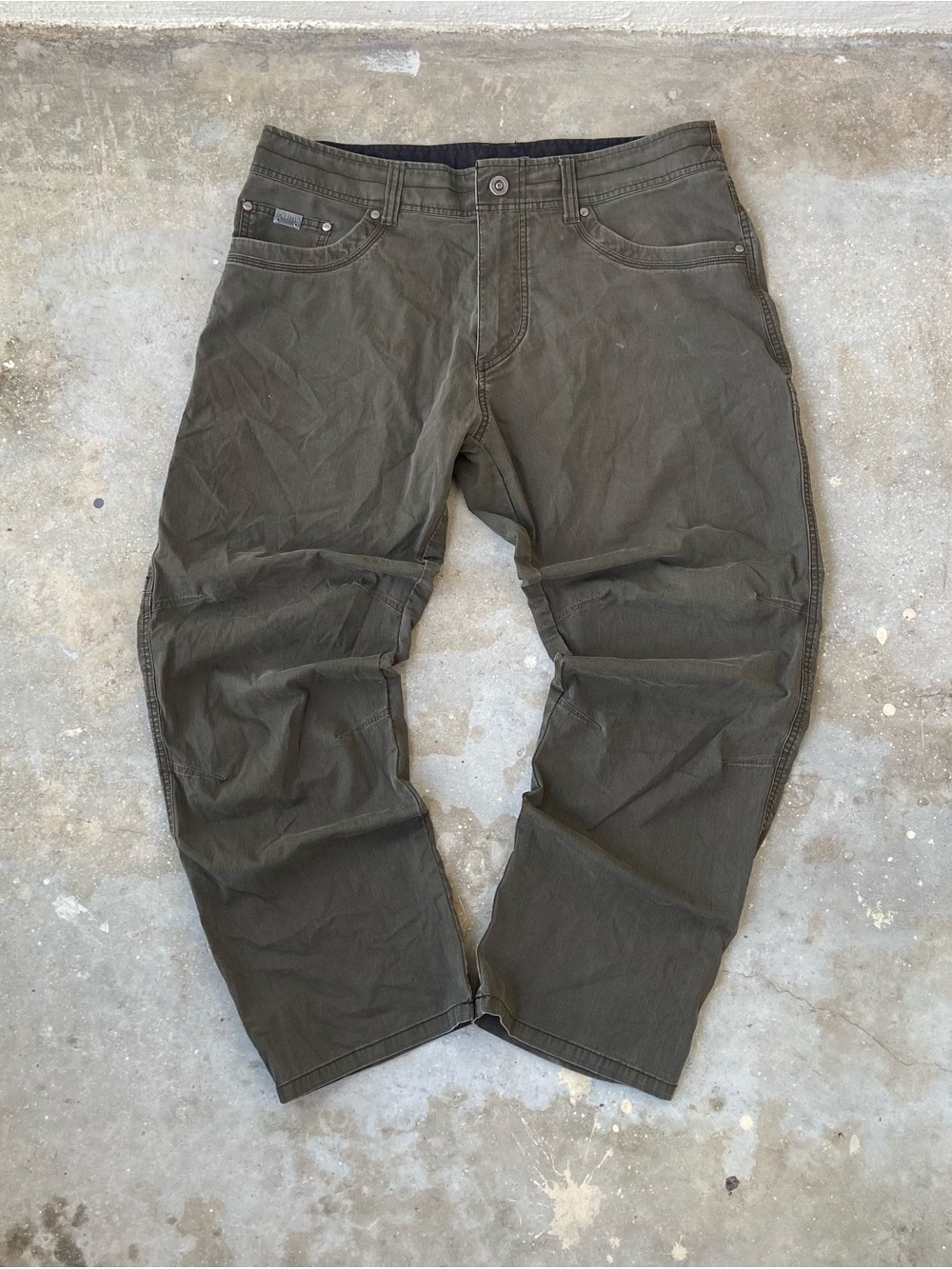 KUHL Rydr Canvas Hiking Pants Men 36x30 Olive Green Brown Utility Workwear Gorp